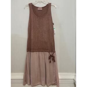 Unica Dress Womens Large Drop Waist Sleeveless Cotton Two Toned Made in Italy